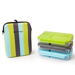 Prêt-à-Paquet Lunch Boxes Blue/Grey/Green - Set of 3