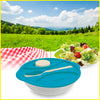 Image of Blue Salad Box with Fork & Sauce - Set of 3