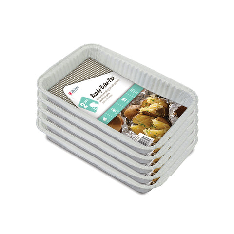 Large Aluminum Foil Container with pre-fitted parchment paper - Set of 5