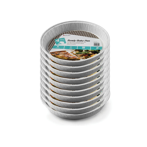 Round Aluminum Foil Container with pre-fitted parchment paper - Set of 10