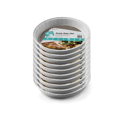 Round Aluminum Foil Container with pre-fitted parchment paper - Set of 10