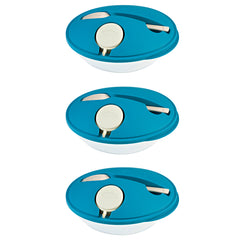 Blue Salad Box with Fork & Sauce - Set of 3
