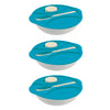 Image of Blue Salad Box with Fork & Sauce - Set of 3